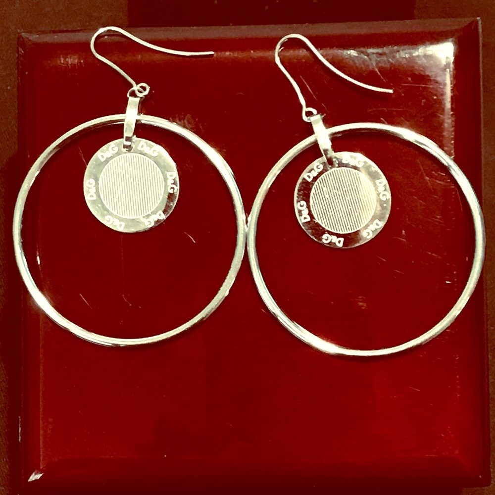 Dolce and Gabbana Disc Logo hoop earrings
